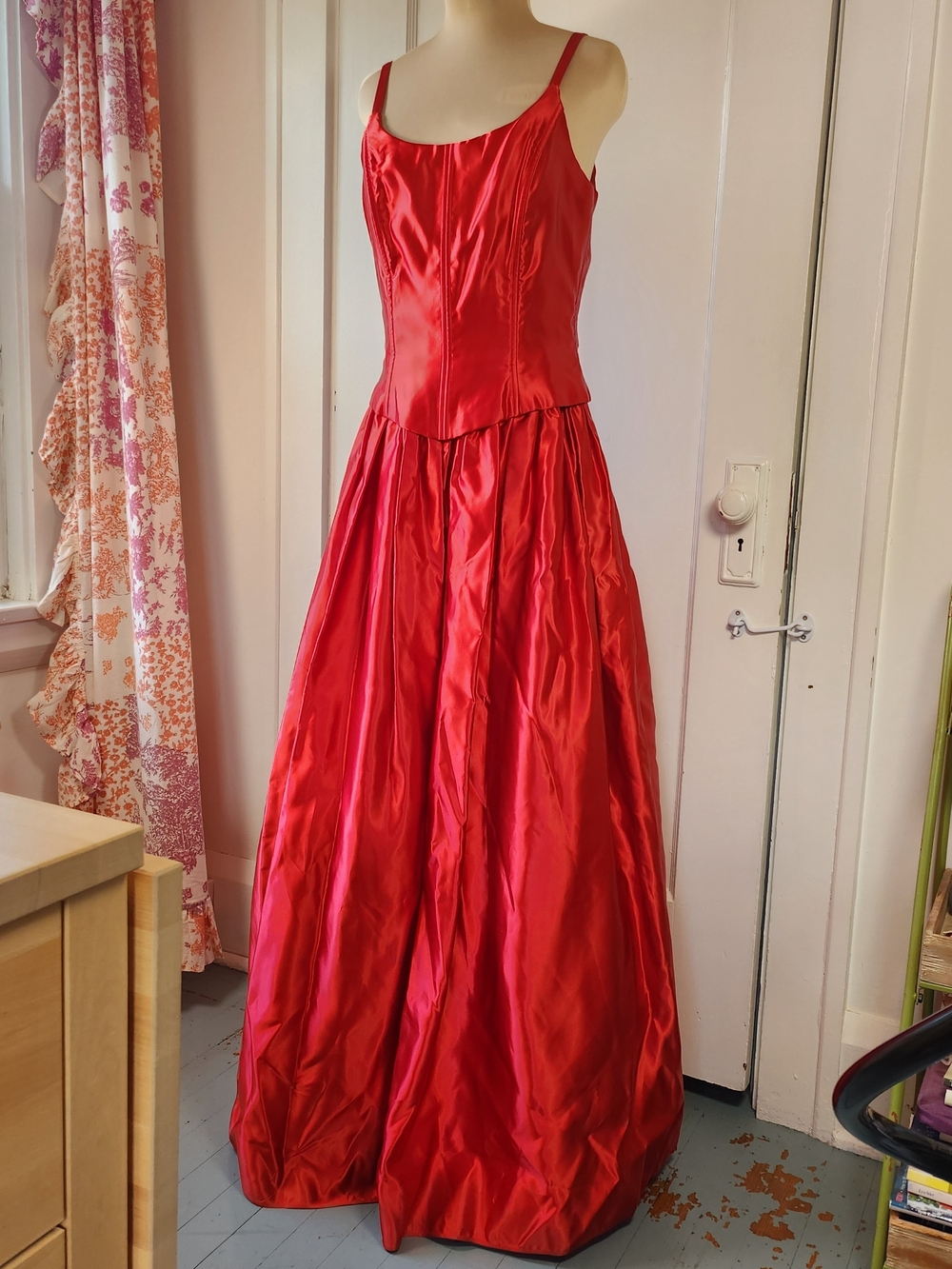 Vtg 80s/90s Gunne Sax Sz 9/10 (M) Red Satin Ballgown Jessica McClintock